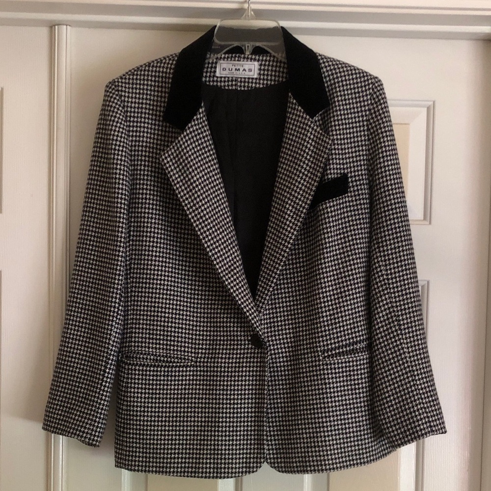 Vintage Dumas Black & White Houndstooth Blazer